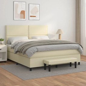 Boxspring posteľ s matracom krémová 160x200 cm umelá koža 3137613