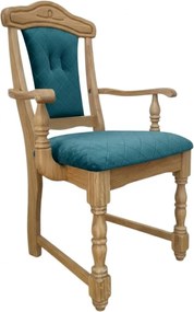 Klasická dubová - čalúnená stolička s podrúčkami FA, 65x53x99 cm Caro06