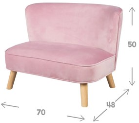 Svetloružová zamatová detská pohovka 70 cm Lil Sofa – Roba