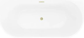 Mexen Oris, voľne stojaca ryhovaná vaňa 170 x 80 cm, biela-čierna, zlatý matný prepad, 52871708075-55