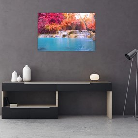 Obraz tyrkysovej lagúny, Laos, Tat Kuang Si (90x60 cm)