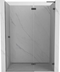 Mexen, Mexen Lunar L Otočné pravé sprchové dvere 130 cm, transparentné, pištoľový kov - 834L-130-000-95-00-P