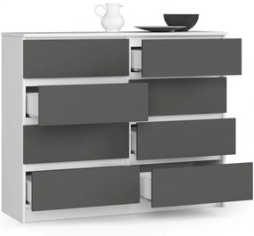 Komoda K120 8SZ CLP biela / sivá