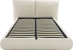 Dvoulůžková čalouněná postel Yunar 180x200 s roštem a úložným prostorem béžová