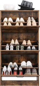 Botník s 3 výklopnými dvierkami, skrinka na topánky, rustikálna hnedá