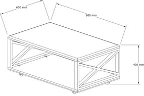 Konferenčný stolík YUSO 42,5x98 cm borovica