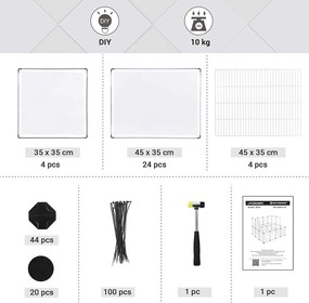 Ohrádka pre domáce zvieratá, modulárna ohrádka s rebríkom, biela