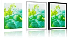 Plagát s paspartou atrament v zelených odtieňoch - 60x90 white
