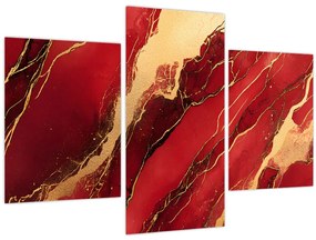 Obraz - Červeno-zlatý mramor (90x60 cm)
