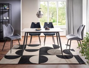 Jedálenský stôl Rion 130 cm keramika biely mramor/čierny