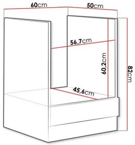 Skrinka pod rúru na pečenie Milo  60 DG BB (sivá + biely lesk). Vlastná spoľahlivá doprava až k Vám domov. 1122682