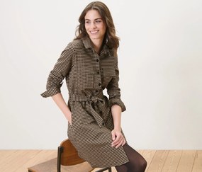 Teplákové šaty so žakárovým vzorom kohútej stopy