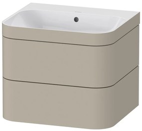 DURAVIT Happy D.2 Plus c-bonded závesná skrinka s nábytkovým umývadlom bez otvoru, 2 zásuvky, 575 x 490 x 480 mm, taupe matná lakovaná, HP4635N6060