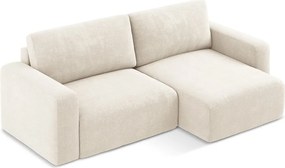 Krémovobiela ženilková rozkladacia/s úložným priestorom rohová pohovka (pravý roh/s leňoškou) Kona – Makamii