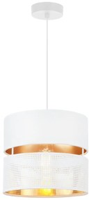 Závesné svietidlo Asti, 1x PVC/biele textilné tienidlo, (fi 20cm), g, w