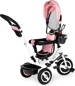 Trojkolka otočná strieška odolné gumové kolesá ružová ECOTOYS