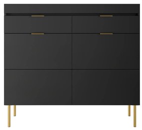 Komoda Sentia 105 cm s 2 zásuvkami - čierna / zlatá