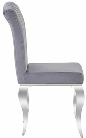 Sametová jídelní židle Prince šedá/chrom