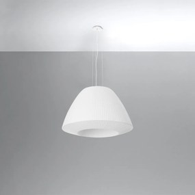 Závesné svietidlo Bella, 1x biele textilné tienidlo, (biele sklo), (fi 60 cm)