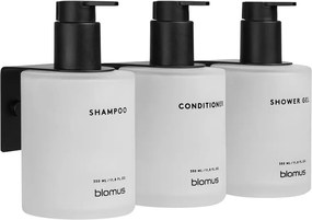 Biele nástenné sklenené dávkovače mydla v súprave 3 ks 350 ml Kirei – Blomus