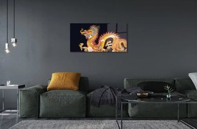 Sklenený obraz Golden Japanese Dragon 140x70 cm