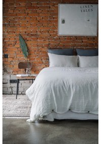 Biela ľanová elastická plachta Linen Tales, 180 x 200 cm