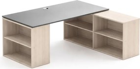 Kancelársky písací stôl s úložným priestorom BLOCK B01, 180 × 160 cm, dub prírodný/grafit