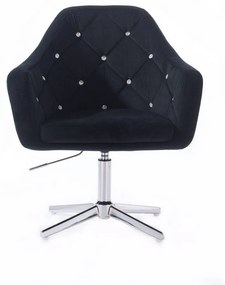 LuxuryForm DESIGN Kreslo ROMA VELUR na striebornom kríži - čierne