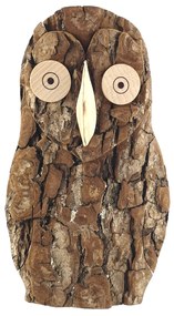 AMADEA Drevená sova s kôrou, masívne drevo, výška 16 cm