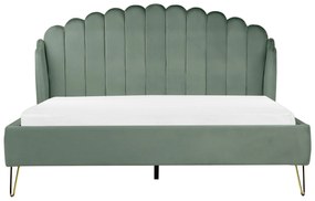 Zamatová posteľ 180 x 200 cm zelená AMBILLOU Beliani