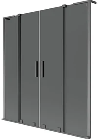 Mexen Velar L Duo, 2-krídlová posuvná vaňová zástena 150 x 150 cm, 8mm šedé sklo, brúsený grafit, 896-150-003-42-66