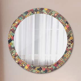 Okrúhle ozdobné zrkadlo Etnický kvetinový fi 80 cm