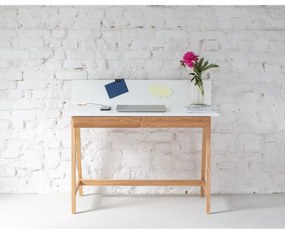 Biely písací stôl s podnožím z jaseňového dreva Ragaba Luka, dĺžka 85 cm
