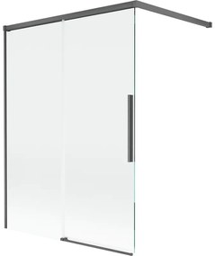 Mexen Rox, 2-krídlová posuvná vaňová zástena 120 x 150 cm, 8mm číre sklo, brúsený grafit profil, 8C9-100-003-66-00