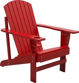 Outsunny Adirondack záhradná stolička s držiakom na pohár - lehátko na balkón, masívne drevo, červená 72 x 94 x 93 cm | Aosom