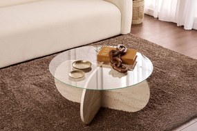 Konferenčný stôl Aeris - Travertine, Transparent