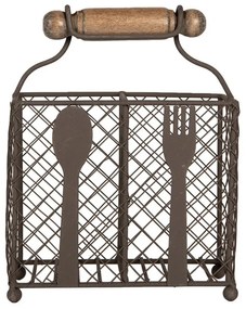 Hnedý drôtený stojan na príbory - 19*11*24 cm