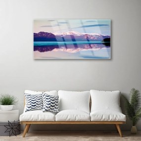Skleneny obraz Hory jazero príroda 125x50 cm