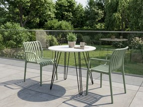 Plastová stolička TREGO s podrúčkami, zelená