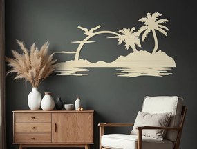 drevko Drevený obraz Palmový ostrov Rozmer obrazu: 32 x 65 cm, Farba dekorácie: Čierna