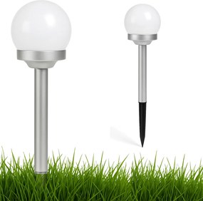 JU Solárna lampa – plastová guľa 10 cm, 
1 biela LED