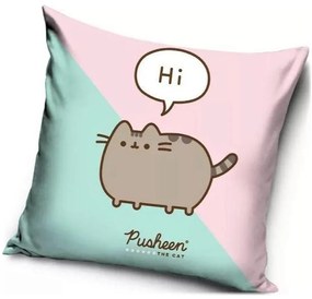 Dekoračný vankúš Mačička Pusheen - motív Hi - 40 x 40 cm