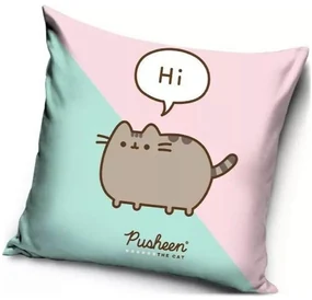 Dekoračný vankúš Mačička Pusheen - motív Hi - 40 x 40 cm
