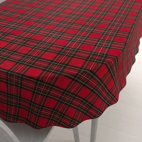Biante Vianočný dekoračný oválny obrus PML-078 Červeno-zelené káro 140x200 cm