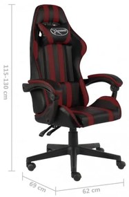 vidaXL Herná stolička čierna a vínová umelá koža-