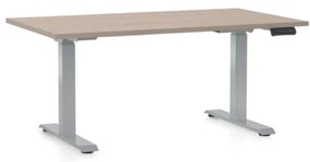 Výškovo nastaviteľný stôl OfficeTech D, 140 x 80 cm, sivá podnož, dub