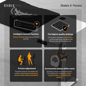 Výškovo nastaviteľný stôl Diablo X-Tensio 1400 biely