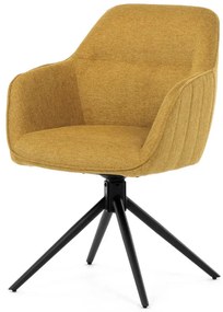 Židle jídelní a konferenční, žlutá látka, černé kovové nohy, otočný mechanismus