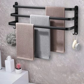 Nástenný vešiak na uteráky ATHOS 50 cm - čierny