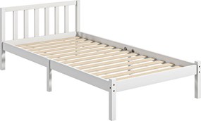 HOMCOM Drevený rám postele s čelom pre matrac 90x190 cm (nie je súčasťou) Nosnosť 120 kg 198x96x70 cm Biela | Aosom